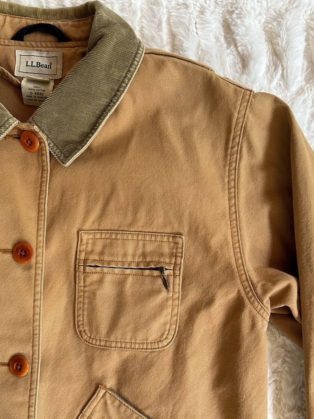 LL Bean Vintage Chore Coat Barn Jacket Tan Womens M - Picture 6 of 10